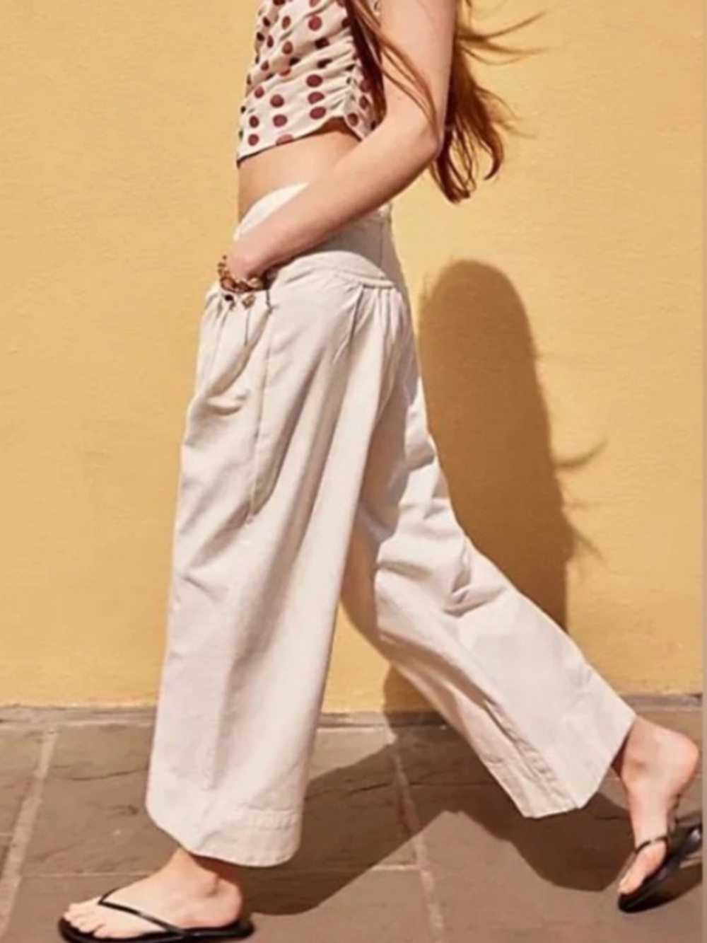 🌻🌷🪻Free People Sweet Talk Chinos wide leg pants cotton linen size 6-8 EUC